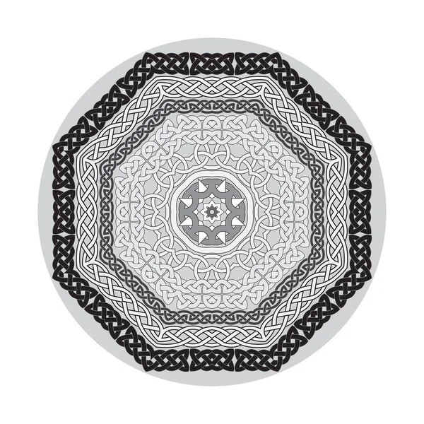 Forma de vector ornamental redondo, patrones celtas, marcos aislados en blanco — Vector de stock