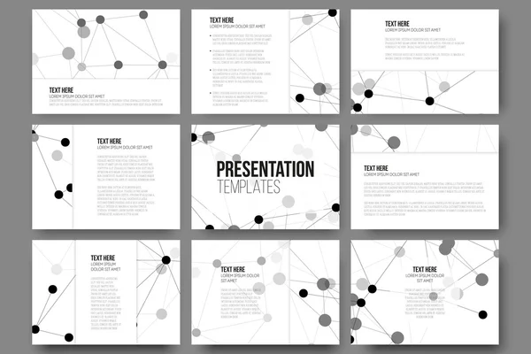 Set of 9 vector templates for presentation slides. Molecule structure background — Stok Vektör