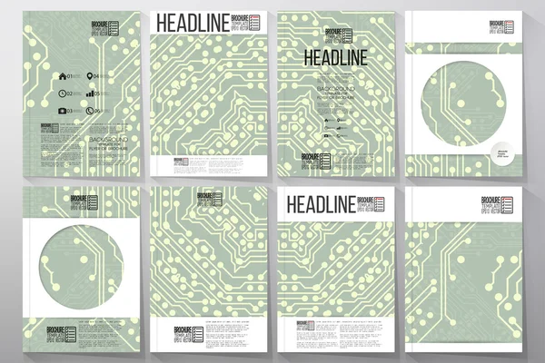 Microchip backgrounds, electronic circuits. Brochure, flyer or report for business, vector templates — 스톡 벡터