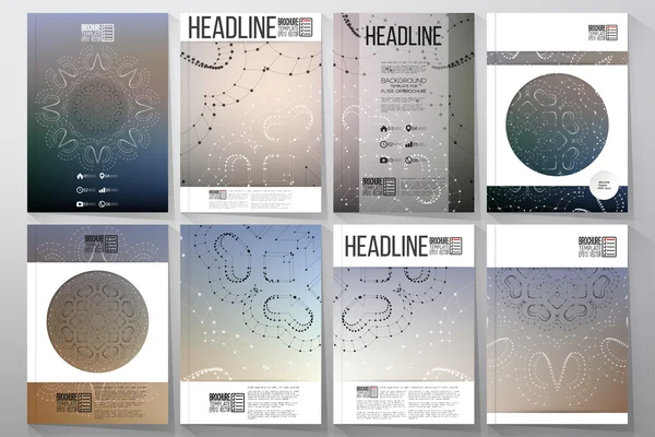 Business and scientific vector templates with molecular structure background for brochures, flyers or reports — 图库矢量图片