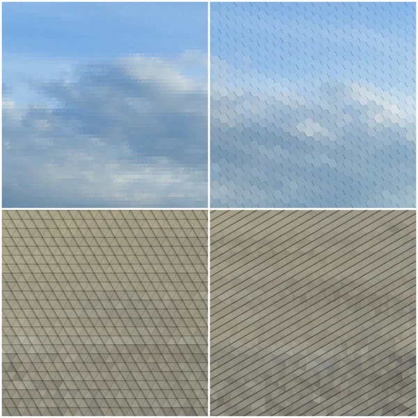 Dry land and blue sky with clouds. Collection of abstract multicolored backgrounds. Natural geometrical patterns. Triangular, hexagonal style vector illustration — Διανυσματικό Αρχείο