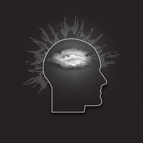 Vector icon of human head. Dark design vector illustration — Stock vektor