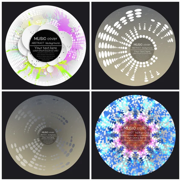 Set of 4 music album cover templates. Abstract vector backgrounds — Stockvector