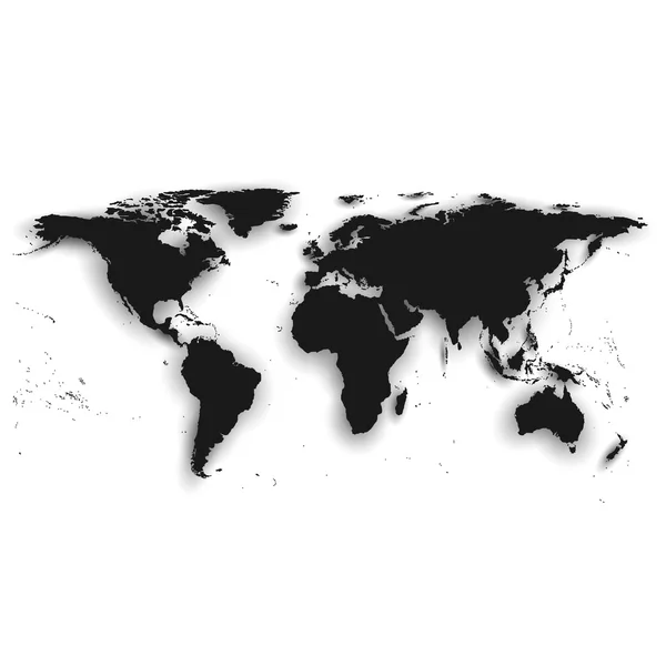 Detailed silhouette of black world map, vector illustration — Stok Vektör