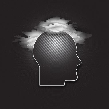 Vector icon of human head. Dark design vector illustration