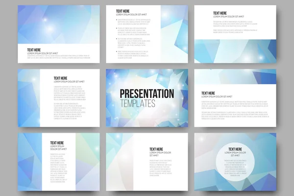 Set of 9 vector templates for presentation slides. Colorful graphic design, abstract background — Διανυσματικό Αρχείο