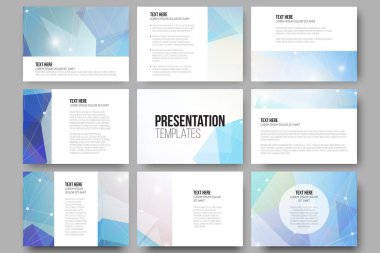 Set of 9 vector templates for presentation slides. Colorful graphic design, abstract background