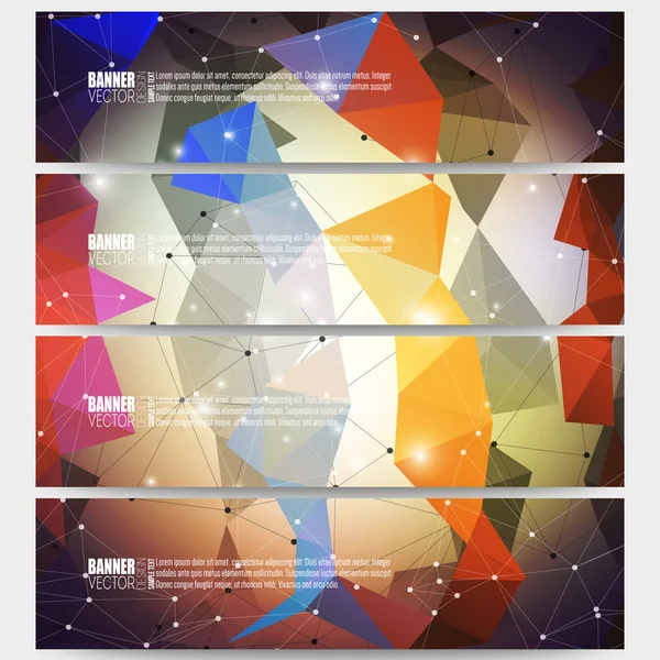 Set of modern vector banners. Abstract multicolored background. Scientific digital design, science illustration — Stockvector