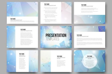 Set of 9 vector templates for presentation slides. Colorful graphic design, abstract background