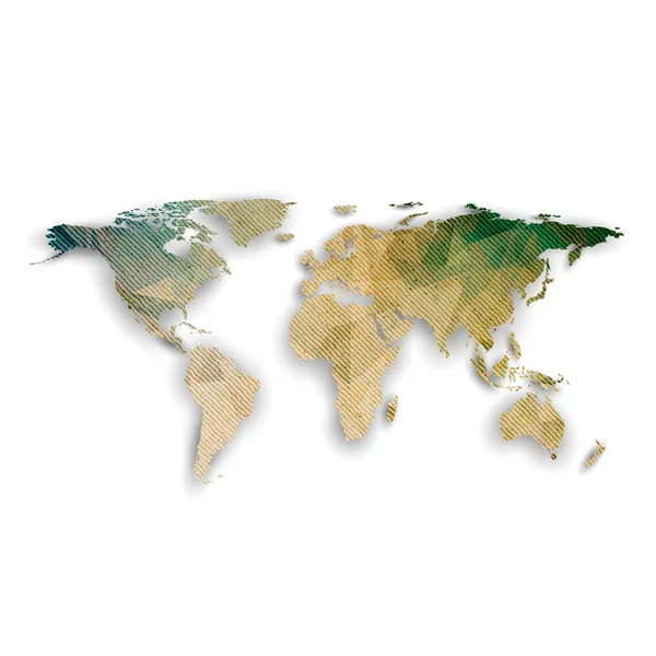 World map with shadow, textured design vector illustration — Stok Vektör