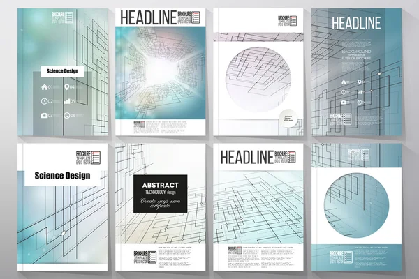 Set of business templates for brochure, flyer or booklet. Abstract vector background, digital technologies, cyber space — Stok Vektör