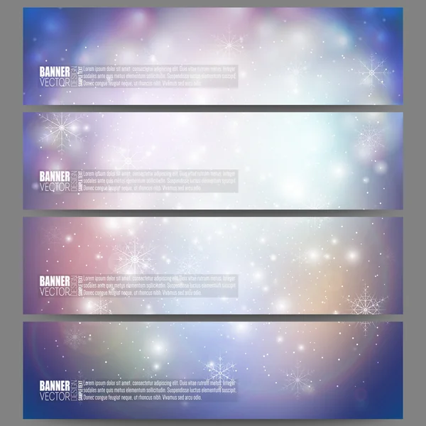 Set of modern banners. Blue abstract winter background. Christmas vector style with snowflakes — Stok Vektör