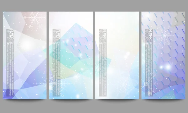 Set of modern flyers. Blue abstract winter background. Christmas vector style with snowflakes — 图库矢量图片