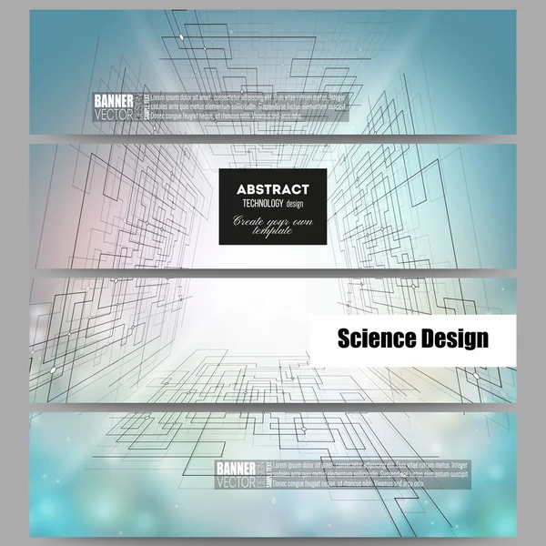 Conjunto de bandeiras modernas. Contexto vetorial abstrato, tecnologias digitais, espaço cibernético — Vetor de Stock