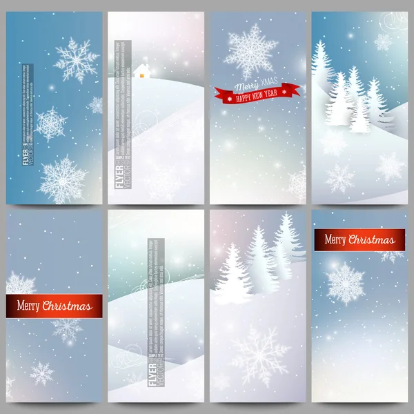 Set of modern flyers. Merry Christmas and happy New Year vector background — Stock Vector