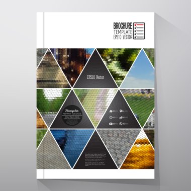 Business templates for brochure, flyer or booklet. Abstract multicolored background of nature landscapes, geometric vector, triangular style illustration