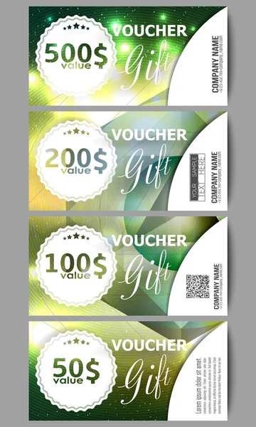 Set of modern gift voucher templates. Colorful design, abstract vector background — Διανυσματικό Αρχείο