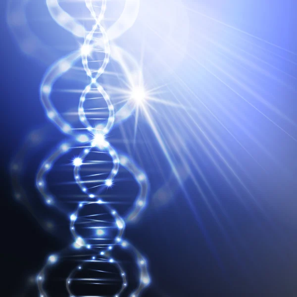 Estrutura da molécula de ADN num fundo azul. Antecedentes —  Vetores de Stock