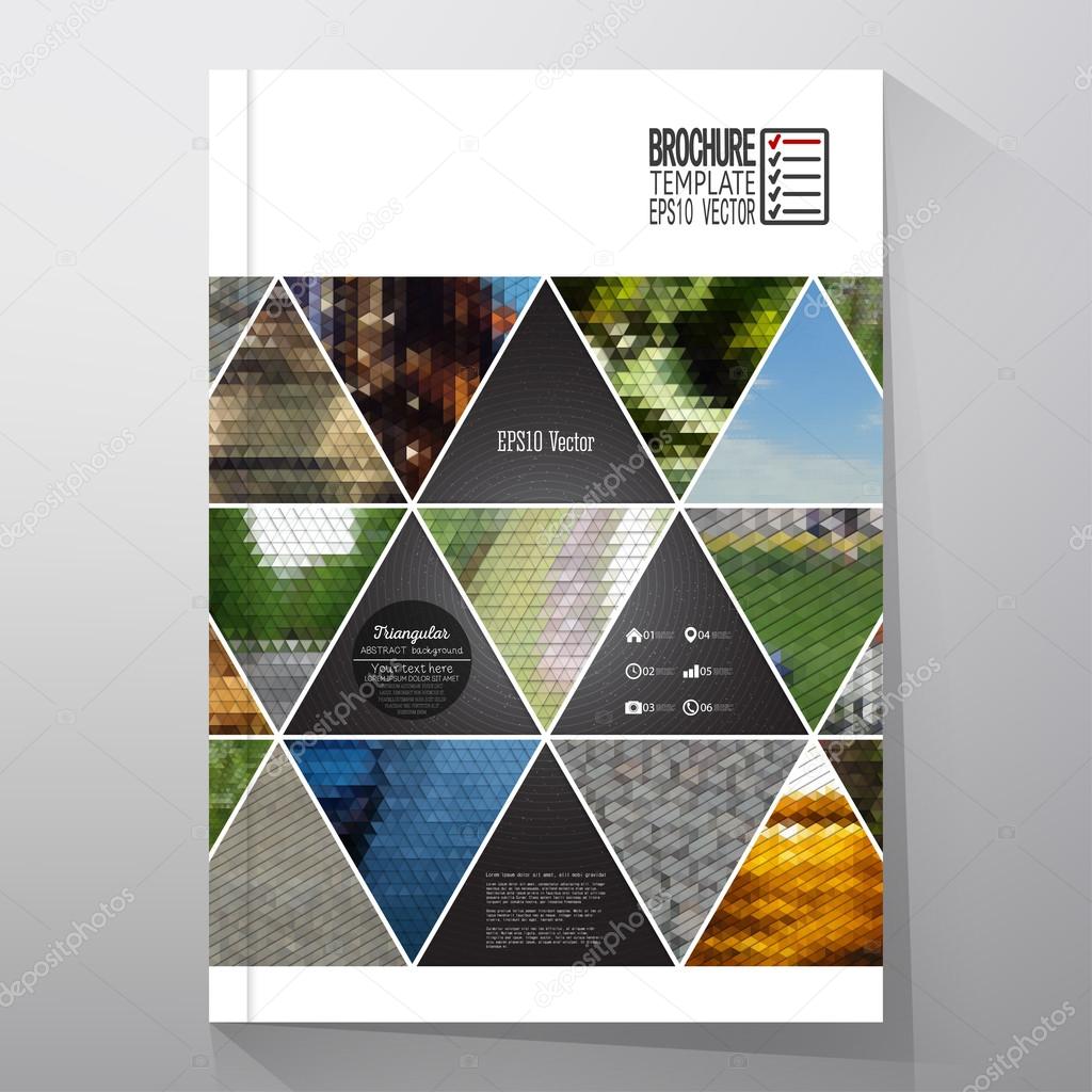 Business templates for brochure, flyer or booklet. Abstract multicolored background of nature landscapes, geometric vector, triangular style illustration