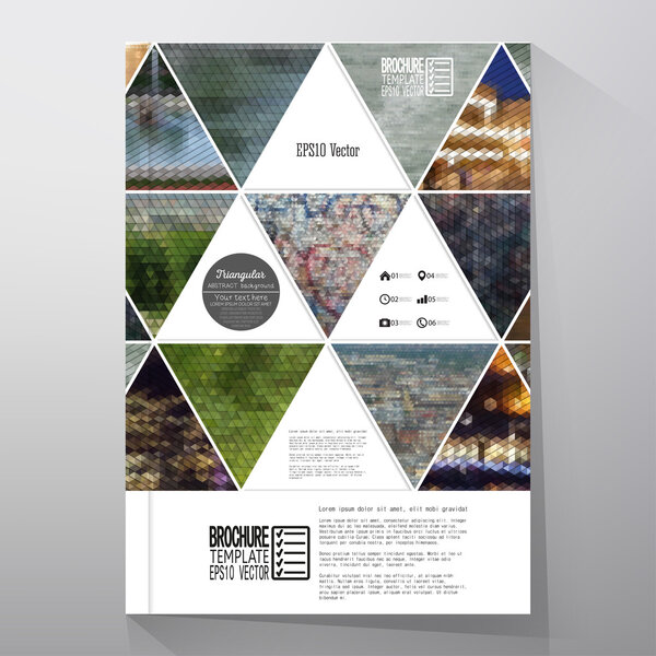 Business templates for brochure, flyer or booklet. Abstract multicolored background of nature landscapes, geometric vector, triangular style illustration