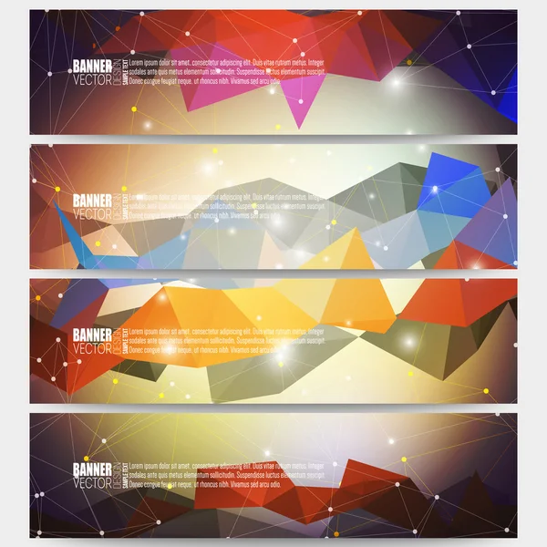 Conjunto de banners vectoriales modernos. Fondo multicolor abstracto. Diseño digital científico, ilustración científica — Vector de stock