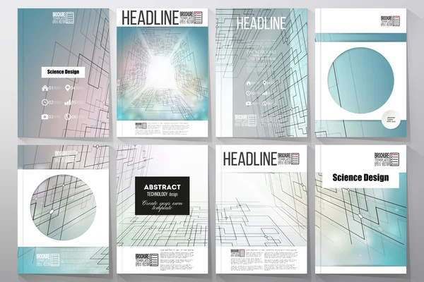 Set of business templates for brochure, flyer or booklet. Abstract vector background, digital technologies, cyber space — 图库矢量图片