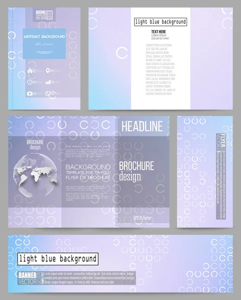 Reeks zakelijke sjablonen voor presentatie, brochure, flyer of brochure. Abstracte door witte rondjes op licht blauwe achtergrond, vectorillustratie — Stockvector