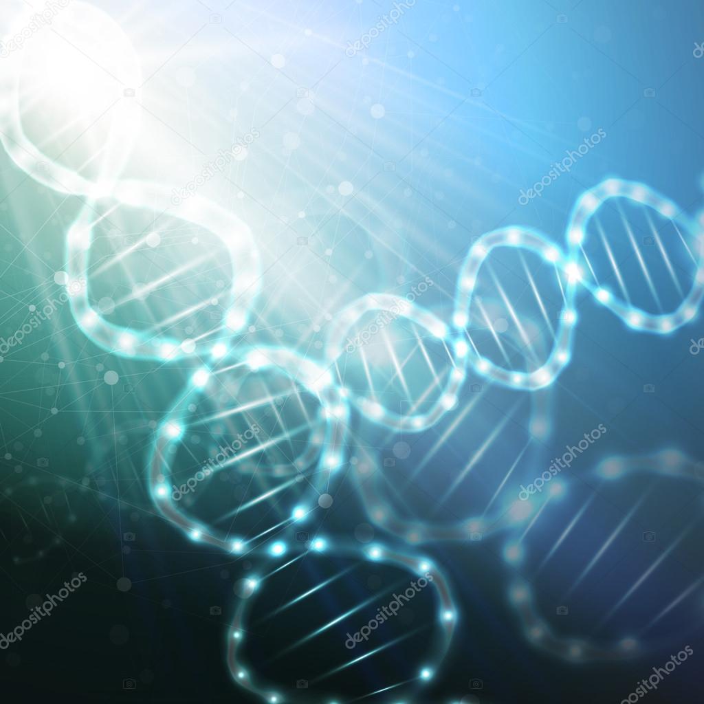 DNA molecule structure on a blue background. Science vector background