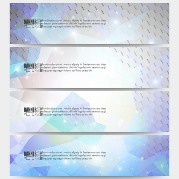 Set of modern vector banners. Abstract multicolored background. Scientific digital design, science illustration — Stok Vektör