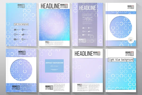 Set of business templates for brochure, flyer or booklet. Abstract white circles on light blue background, vector illustration — Stockvector