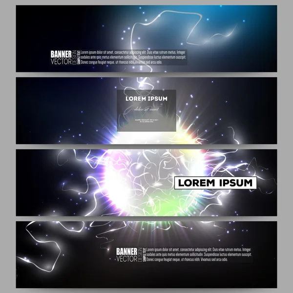 Set of modern banners. Electric lighting effect. Magic vector background with lightning. — Wektor stockowy