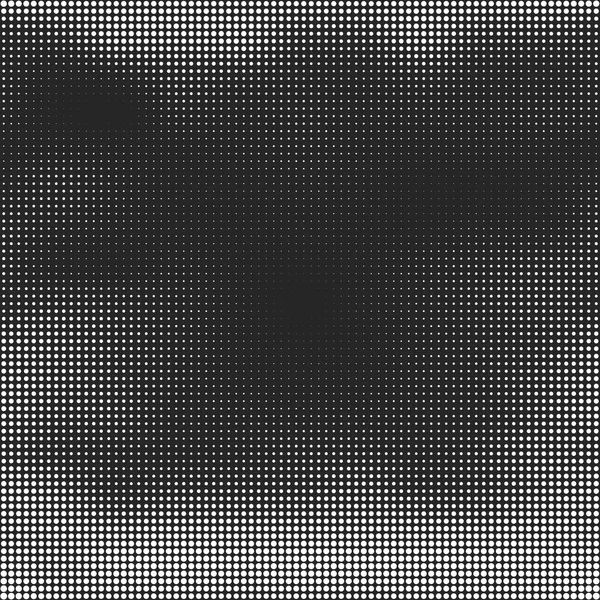 Halftone seamless vector background. Abstract halftone effect with white dots on black background — Stock Vector