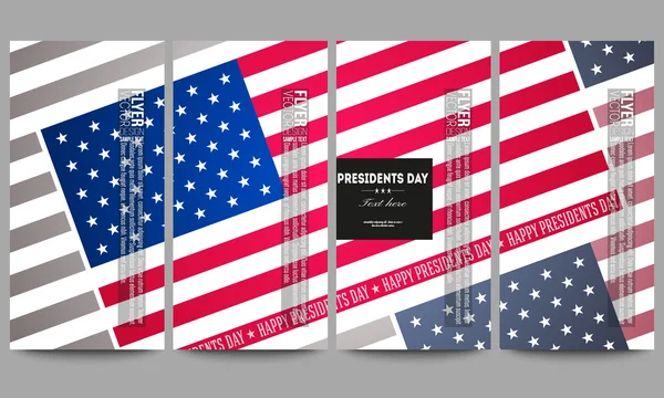 Conjunto de volantes vectoriales modernos. Fondo del día de presidentes, póster abstracto con bandera americana — Vector de stock