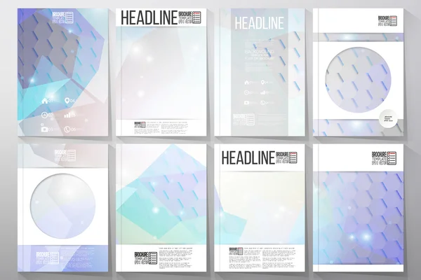 Set of business templates for brochure, flyer or booklet. Abstract multicolored background. Scientific digital design, science vector illustration — Stok Vektör