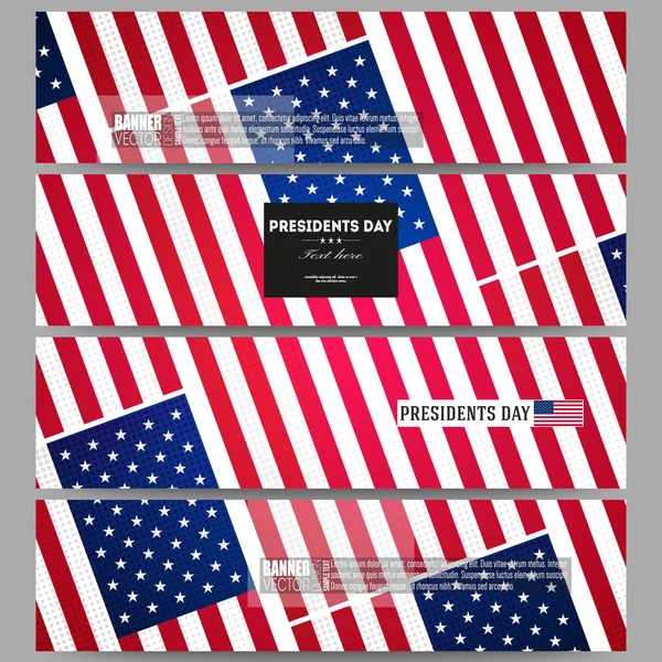 Conjunto de bandeiras modernas. Presidentes fundo dia com bandeira americana, ilustração vetor abstrato — Vetor de Stock