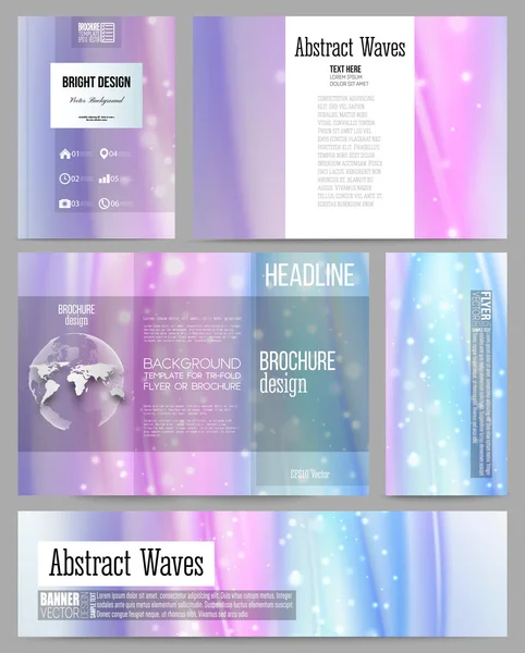 Set of business templates for presentation, brochure, flyer, banner or booklet. Abstract wave vector background — ストックベクタ