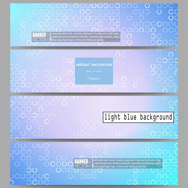 Set of modern banners. Abstract white circles on light blue background, vector illustration — 图库矢量图片