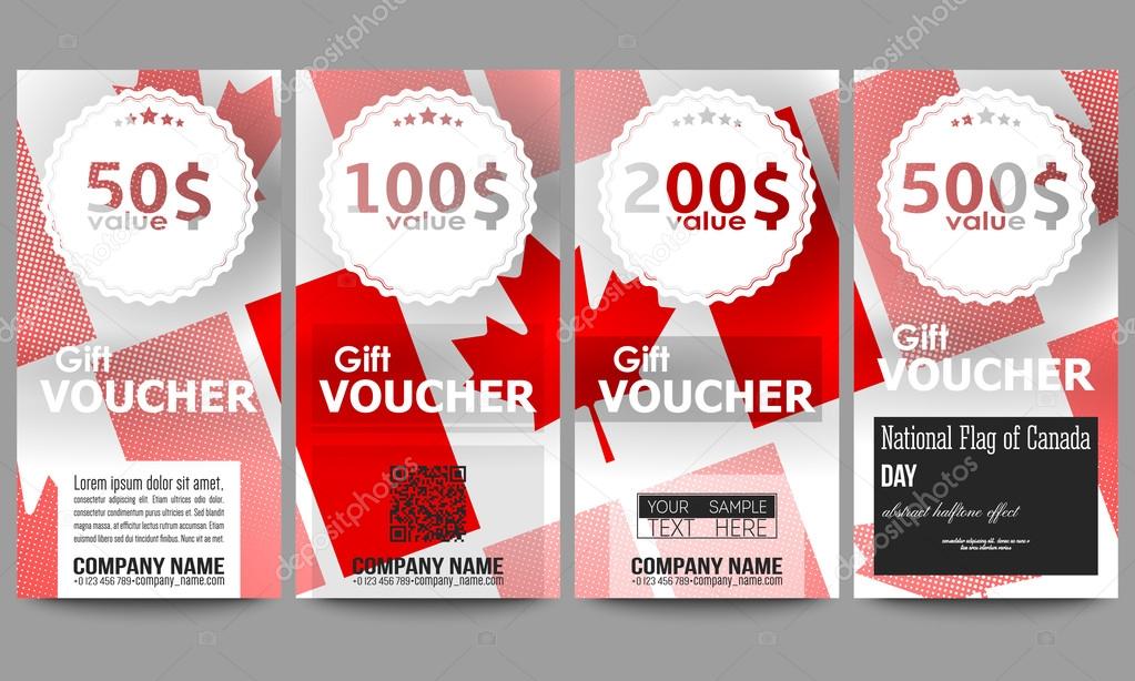 Modern gift voucher templates. National Flag of Canada Day. Abstract