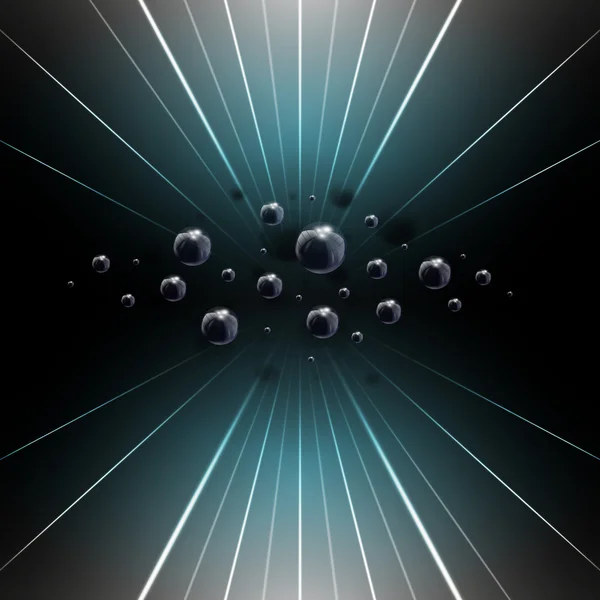 Illustration with glowing lines and 3d spheres, abstract futuristic background for various design artworks — Stockfoto