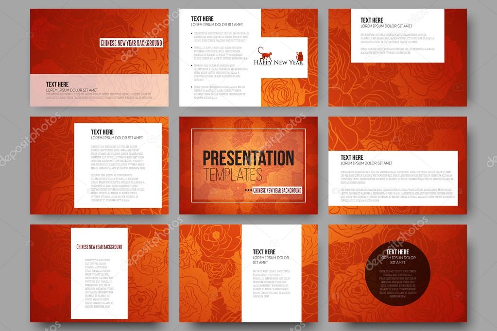 set of 9 templates for presentation slides. chinese new year set of 9 templates for presentation slides. chinese new year, Presentation templates