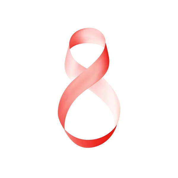 Symbol of red ribbon for 8 March. International Womens Day. Vector illustration — ストックベクタ