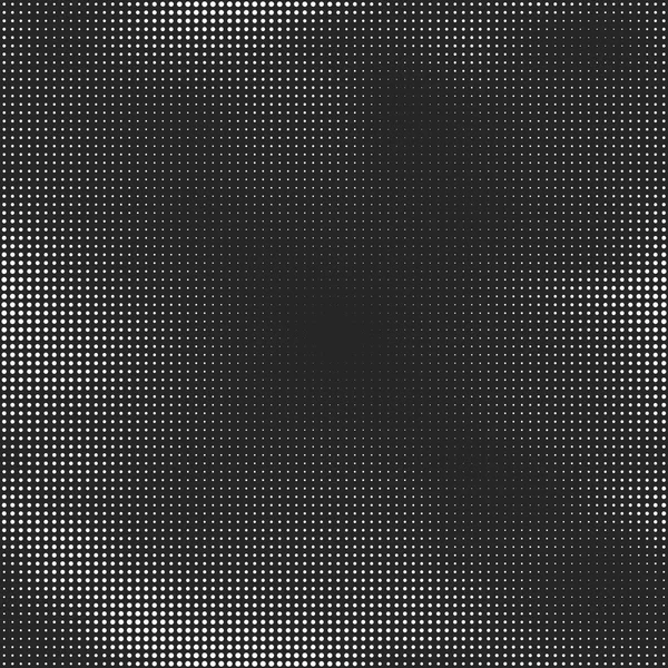 Halftone seamless vector background. Abstract halftone effect with white dots on black background — Stock Vector