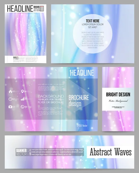 Set of business templates for presentation, brochure, flyer, banner or booklet. Abstract wave vector background — Stockvector