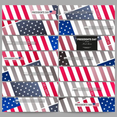 Modern afiş kümesi. Başkanlar günü arka plan Amerikan bayrağı, soyut vektör çizim ile