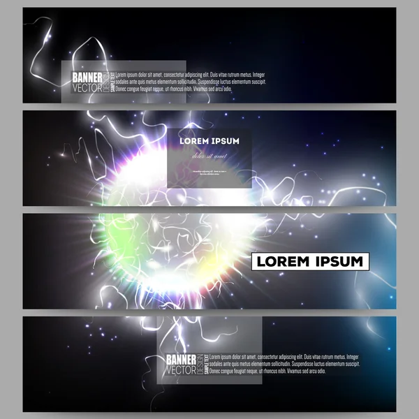 Set of modern banners. Electric lighting effect. Magic vector background with lightning. — Stock vektor