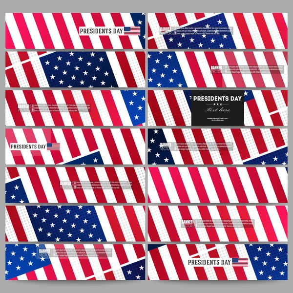Conjunto de bandeiras modernas. Presidentes fundo dia com bandeira americana, ilustração vetor abstrato — Vetor de Stock