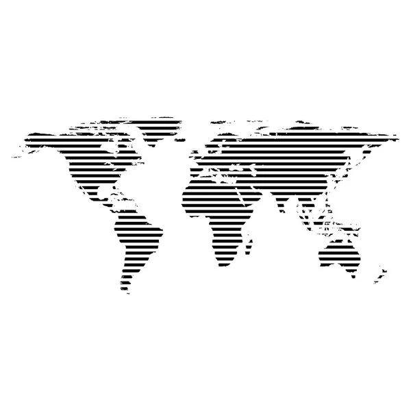 Símbolo linear preto do mapa do mundo em branco, ilustração vetorial — Vetor de Stock