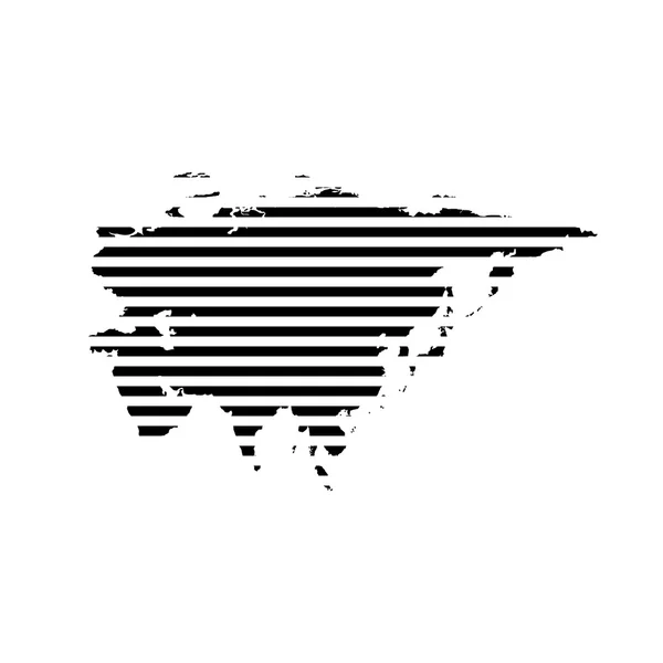 Símbolo linear preto de mapa de eurasia em branco, ilustração vetorial — Vetor de Stock