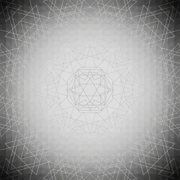 神聖な幾何学、三角形デザインの灰色の背景。抽象的なベクトル図 — ストックベクタ