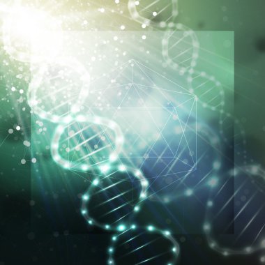 DNA molecule structure on a green background. Science vector background